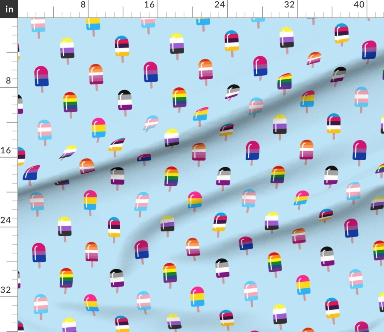 Lgbtqia Queer Pride Month Flag Lgbt Popsicles Gay Trans Nonbinary Asexual Gender Fluid Parade Custom Printed Fabric by Spoonflower Various Fabrics by the Yard or Fat Quarter